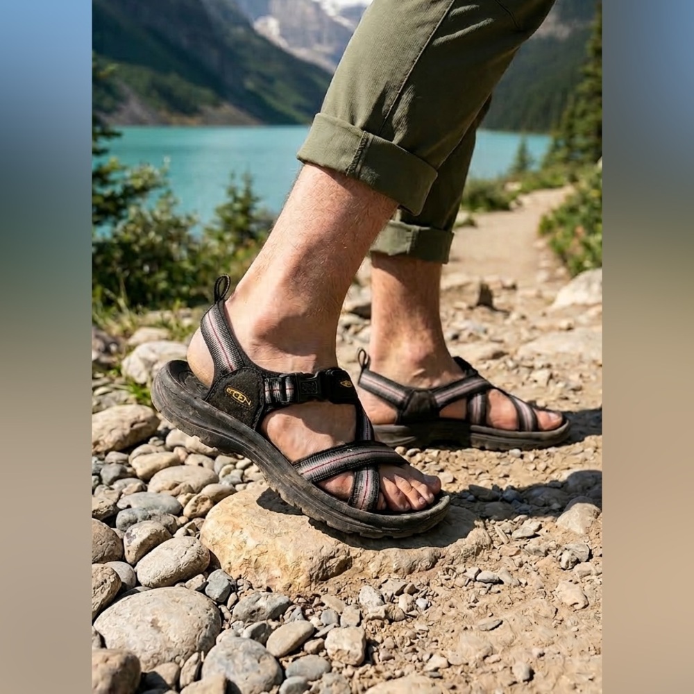 Keen Hiking Sandals Black/Red Strap Athletic Sandals Outdoor Summer Trail Shoes